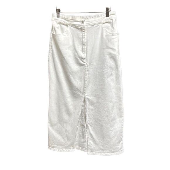 Skies Are Blue Women’s White Long Jean Skirt Size Medium - Picture 1 of 9